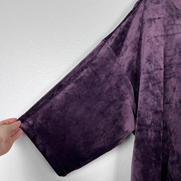 J Jill Women's Velvet 3/4 Sleeve Top‎ Purple Sz L - Image 5