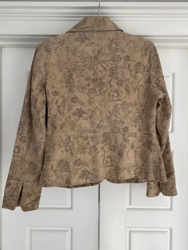 Pamela McCoy Suede Tan Floral Suede Jacket, Medium - Image 3