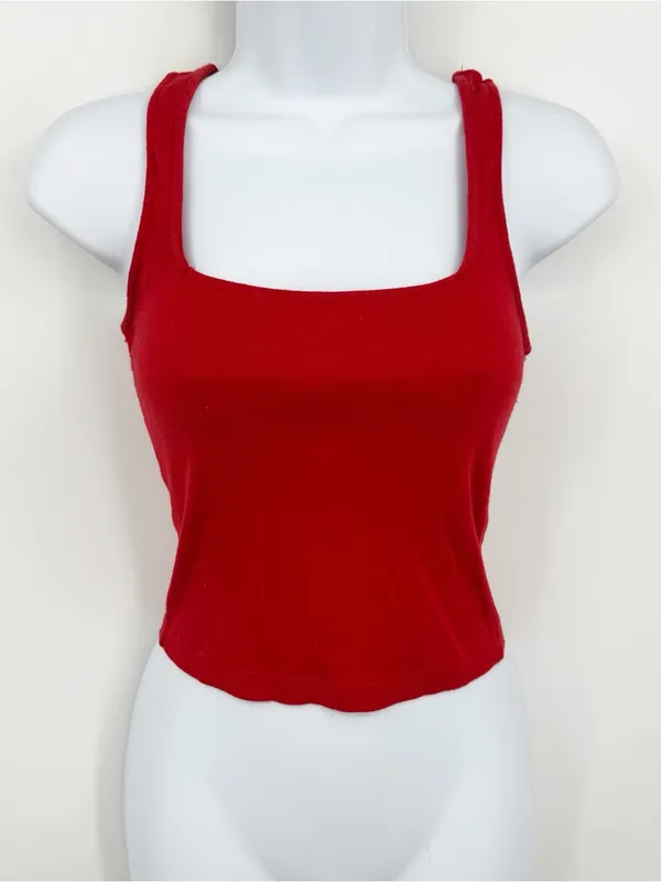 Brandy Melville Red Cropped Tank Top One Size - Image 2