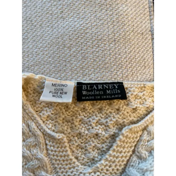 Blarney Woolen Mills Cable Knit Pullover Sweater Merino Wool Cream Women's XL - Image 5