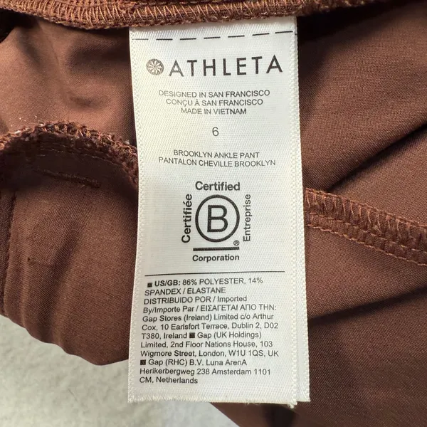 Athleta Brooklyn Ankle Pant Womens 6 Brown Ribbed Side Panel Stretch Tapered Leg - Image 8