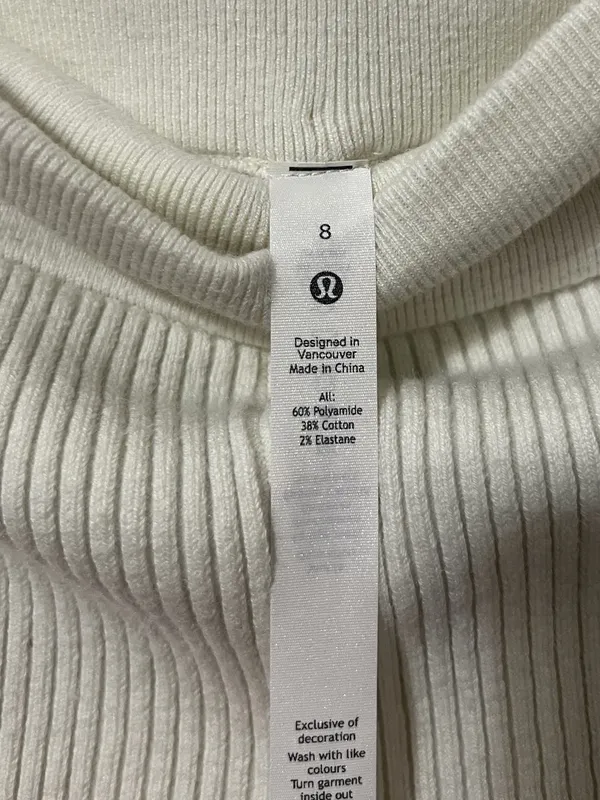 Lululemon Ribbed Knit High-Rise Short Size 8 Sweater Cream 8" - Image 3