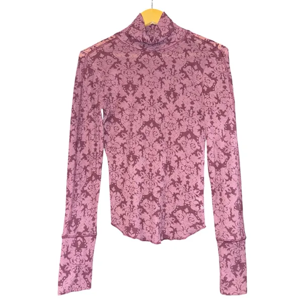 Free People You and I Long Sleeve Shirt Women's Small Sheer Cuffed Pink Feminine - Image 2