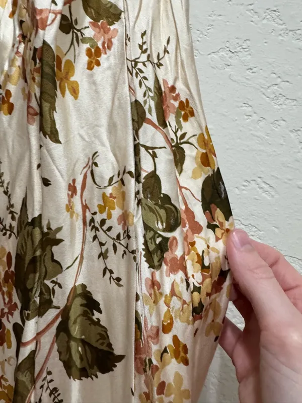 Reformation 100% Silk Floral Tie-Strap Maxi Dress - Size Large - Image 5