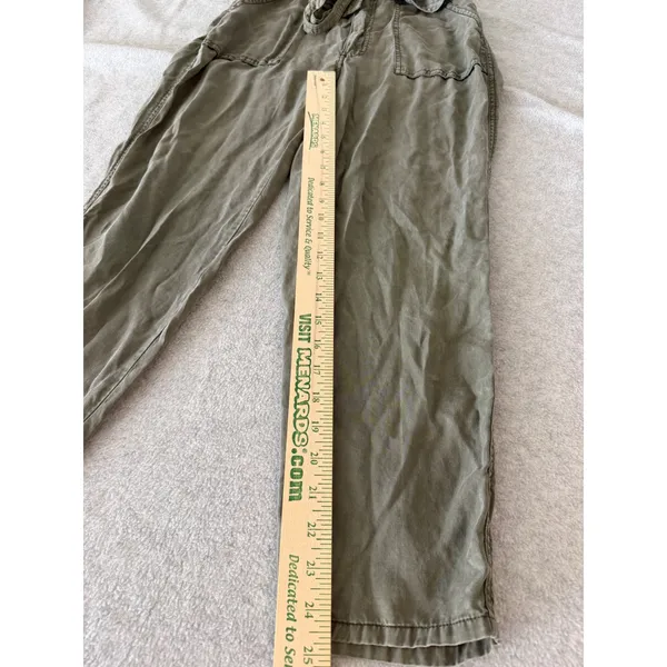 Abercrombie & Fitch Women S Olive Green Paperbag Waist Utility Tapered Pants Tie - Image 6