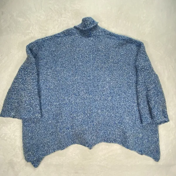 New Free People BFF Cardigan Womens XS Boho Wrap Soft Boucle‎ Knit big Blue - Image 5