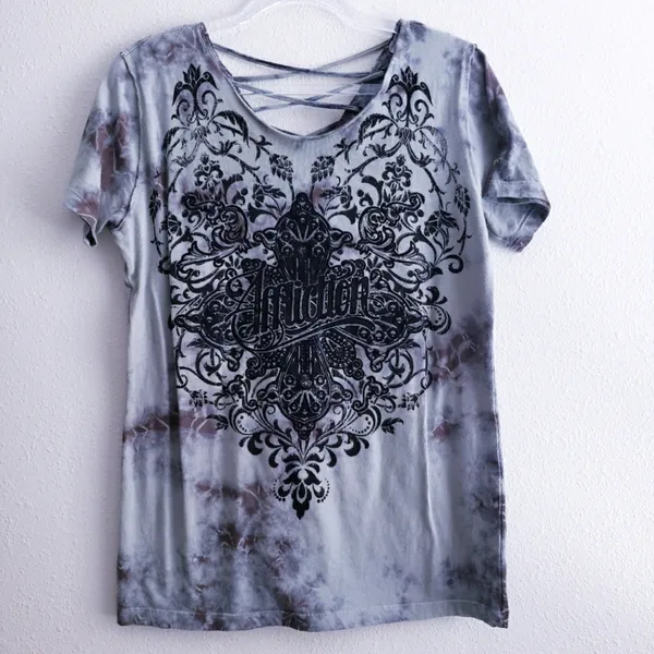 Affliction Amber's Creek Tie Dye Edgy Short Sleeve Top - Image 2