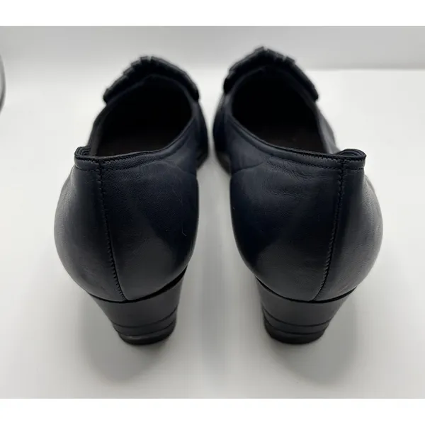 Semler Navy Blue Leather Kiltie Wedge Loafers Womens Size 6 F Made in Germany‎ - Image 6