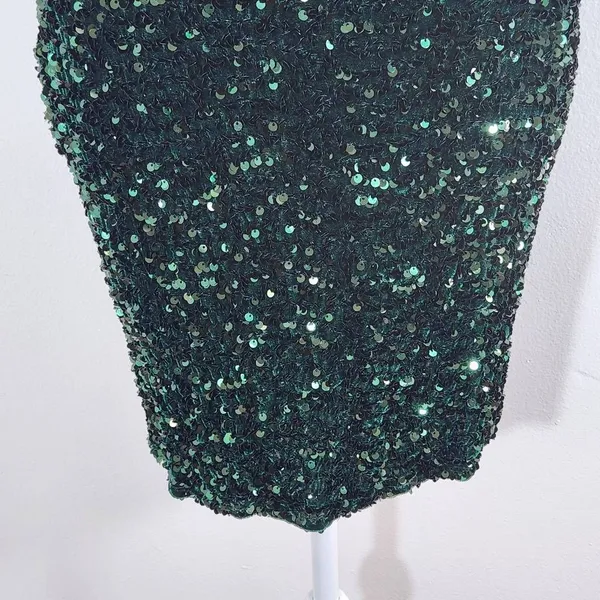 Mi Ami Green Sequin One Shoulder Mini Dress NWOT Size Small Formal Sequin Dress - Image 4