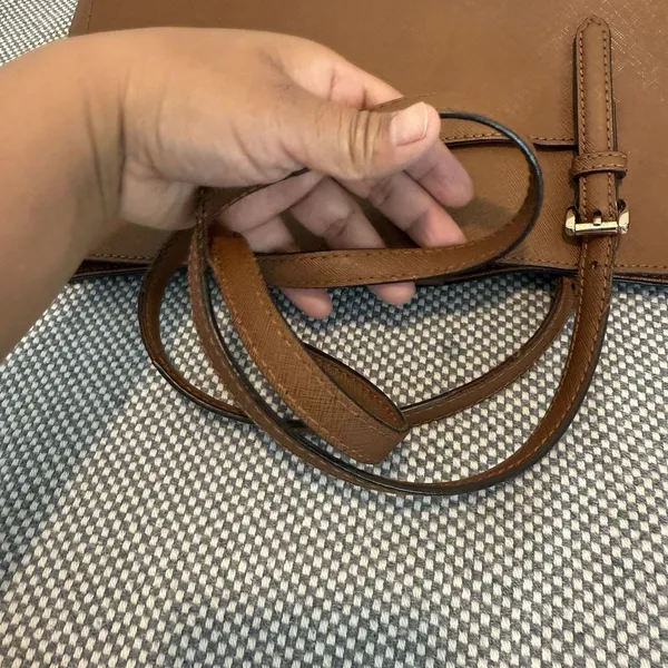 MICHAEL KORS Large Saffiano Leather Tote JET SET Tall TRAVEL ACORN BROWn - Image 8