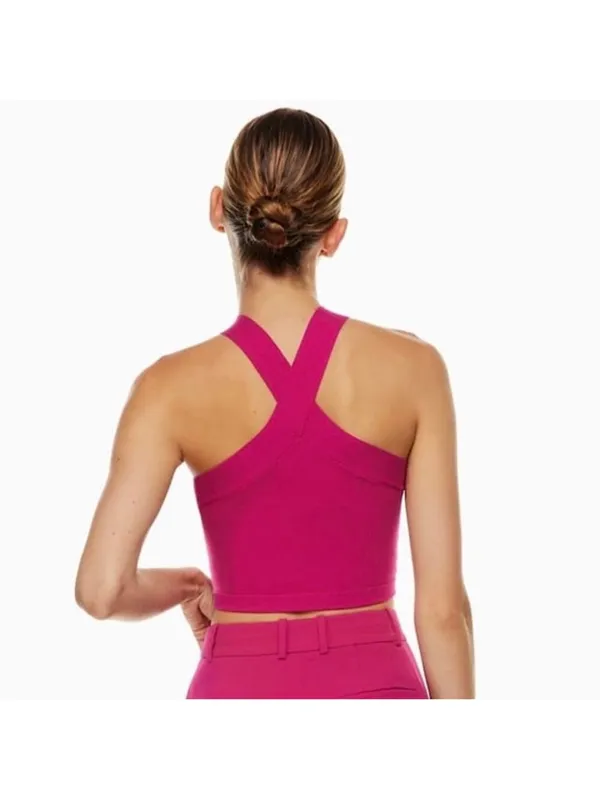 ARITZIA Babaton Sculpt Knit Criss Cross‎ Cropped Tank Size Small Pink NWT - Image 2