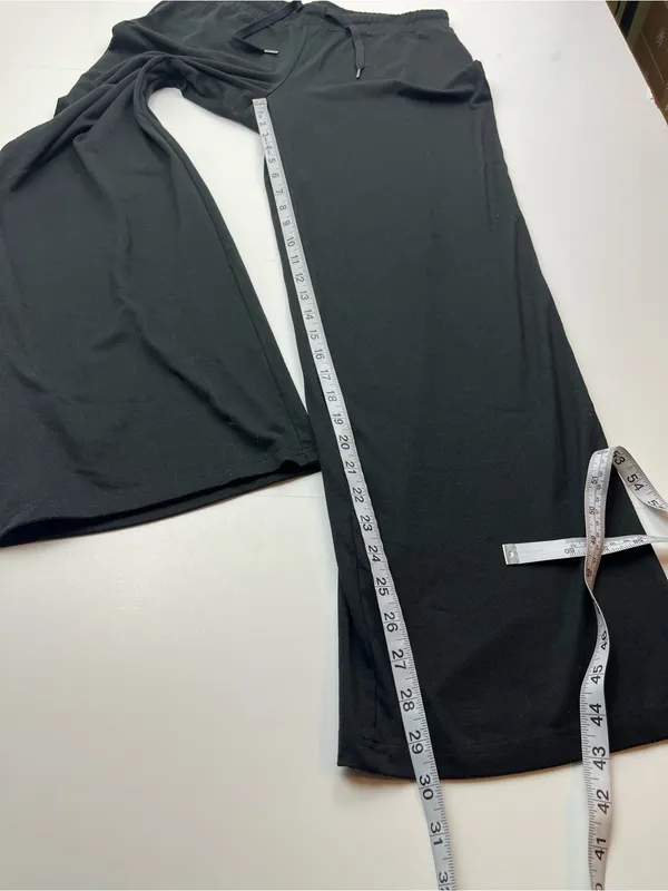 Quince Flowknit Wide Leg Pant Drawstring Black Womens Size Medium Stretch Lounge - Image 6