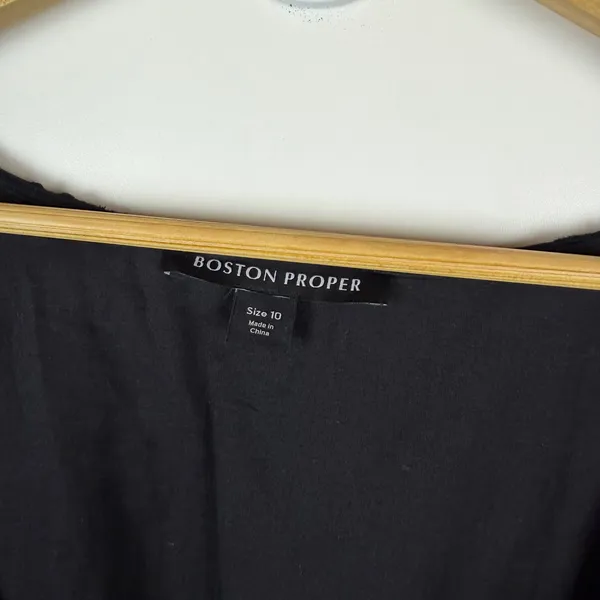 Boston Proper Eyelet Button Front Maxi Dress Size 10 Black Cotton‎ Minimalist - Image 6