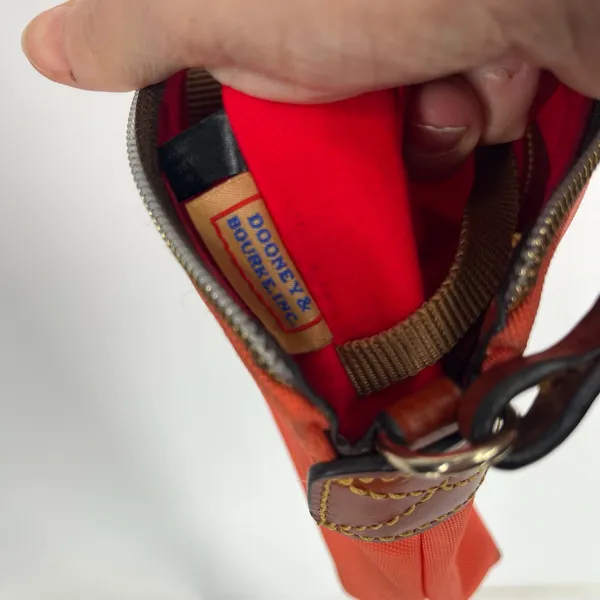 Dooney and Bourke Nylon Orange Sherbert Crossbody with Leather Strap - Image 6