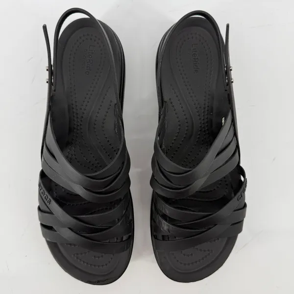 Crocs Brooklyn Strappy Low Wedge Sandal Black Women 10 Comfort Platform Y2K - Image 4