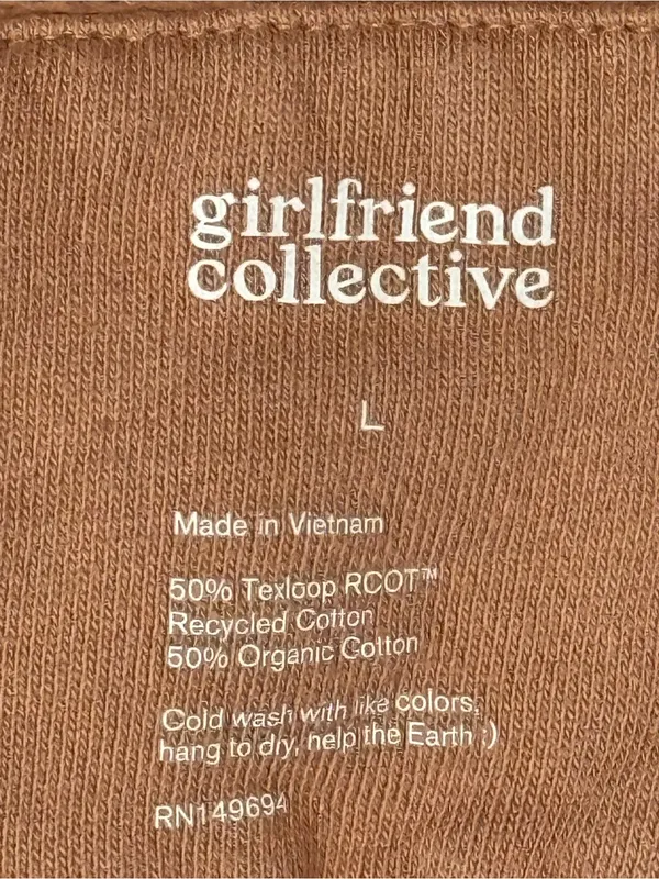 girlfriend collective cropped crewneck sweatshirt - rust brown, large - Image 3