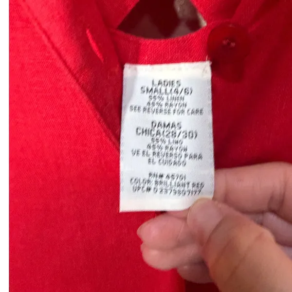 White Stag Red Linen Blend Button Front Maxi Dress Back Cutout Womens‎ Small 4/6 - Image 7