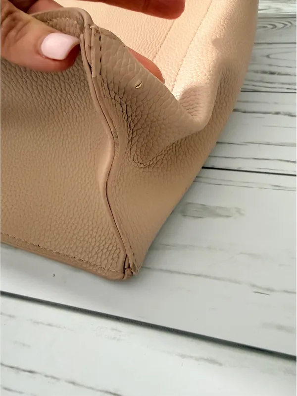 Michael Kors Large Taupe PVC Logo Strap North South Tote Bag Coral Gold - Image 4
