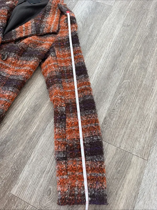 Jack by BB Dakota plaid checkered wool blend Y2K retro peacoat brown orange small - Image 13