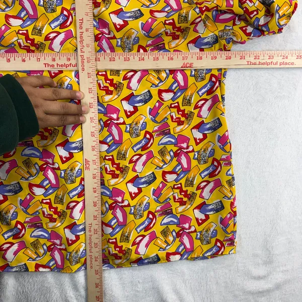 Vintage Stuart Lang 6 Yellow Abstract Print Blouse Top Camp Maximalist Artsy 80s - Image 7