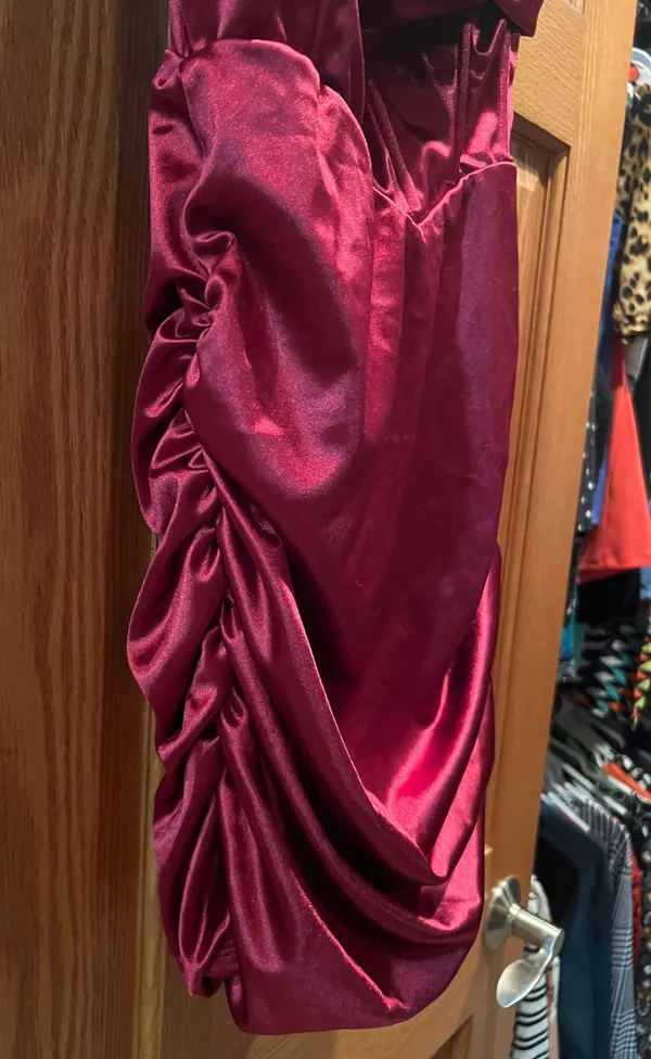 Burgundy Silk Corset Dress - Image 4