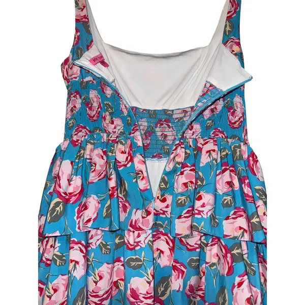 Betsey Johnson Tiered Floral Dress‎ Women's 6 Smocked Summer Wedding Event Prom - Image 5
