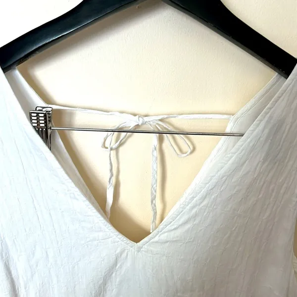 Abercrombie & Fitch‎ White Tiered Mini Dress Small V-Neck Flutter Sleeve Pockets - Image 4