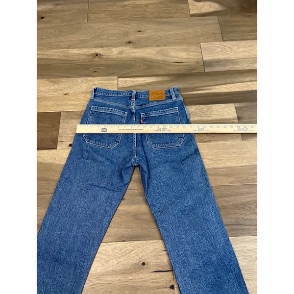 Levi’s Premium Wedgie Straight Cropped High Rise Button Fly Raw Hem Cotton Denim - Image 14