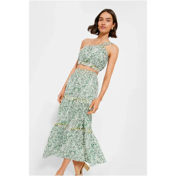 Hyacinth House Green Floral Gina Crop Top One Shoulder Tuckernuck Womens 2XS NWT - Image 2