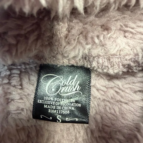 Cold Crush Womens Teddy Fleece‎ Hoodie Pom Pom Drawstring Purple Small NWT - Image 2