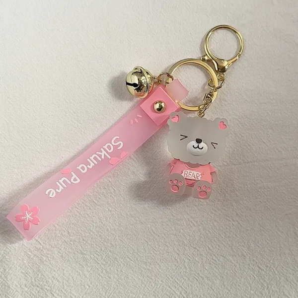Teddy Bear Car Keychain Bell Keychain Charm Bag Charm Couple Gifts - Image 3
