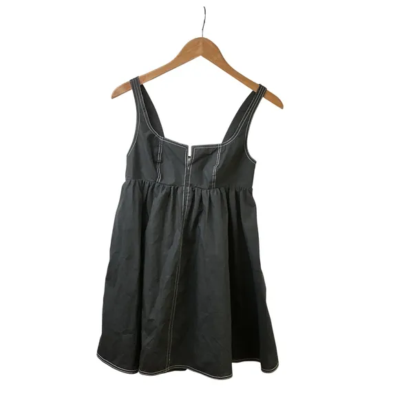 Collusion Black Contrast‎ Stitch Babydoll Mini Dress Square Neck US 2 F103749 - Image 12