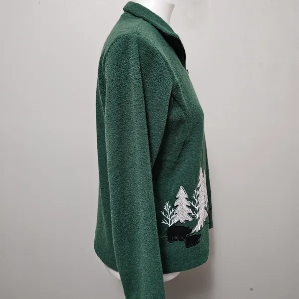 Vintage Mandal Bay Evergreen Cabin‎ Applique ¼ Zip Fleece Top Size Small - Image 4