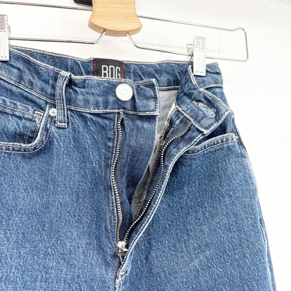 Urban Outfitters BDG Womens A-Wide High Rise Raw Hem‎ Wide Barrel Leg Blue Denim Jeans Size 24 - Image 4