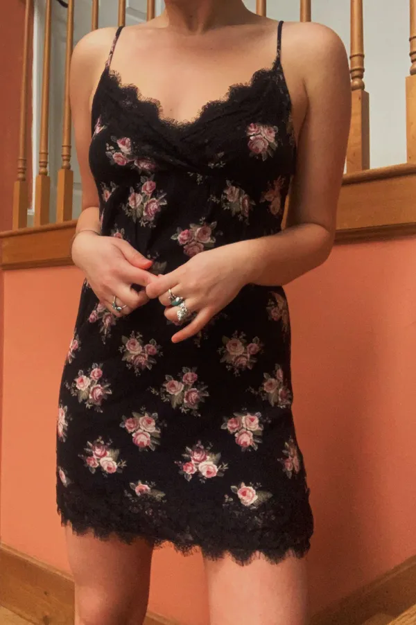 American Eagle Black And Pink Floral Dress - Image 2