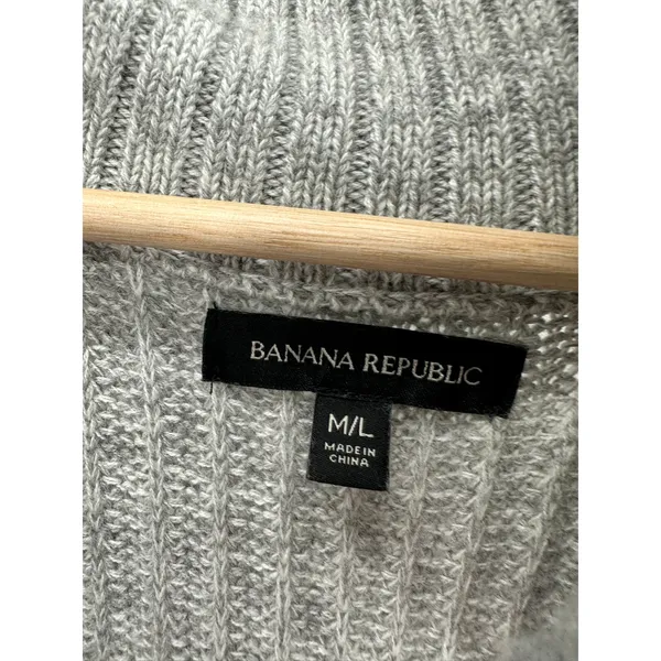 Banana Republic Womens Gray Oversized Sleeveless Zip Front‎ Sweater Vest M/L - Image 6