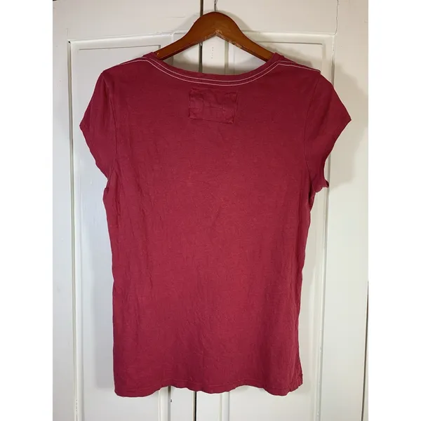 Vtg Y2K Aeropostale NYC T Shirt Womens Size‎ XL Retro Red Distressed Cap Sleeve - Image 4