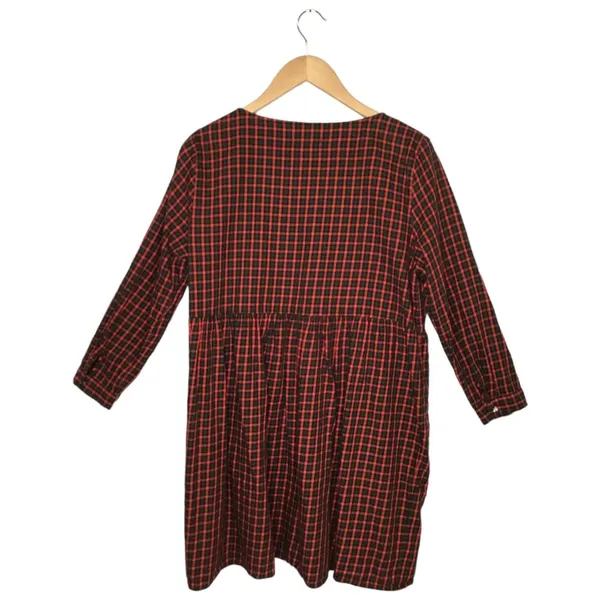 Zara Women Over Sized Long Sleeve Christmas Plaid Pocket Red M - Image 6