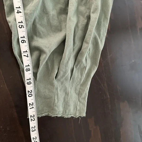 Free People Lotta Love Romper XS Sage Green Puff Sleeve Pleated Reversible Boho - Image 10