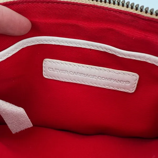 Clever Carriage Company Cross Stitch Rose Leather‎ Crossbody Purse White Blue - Image 8