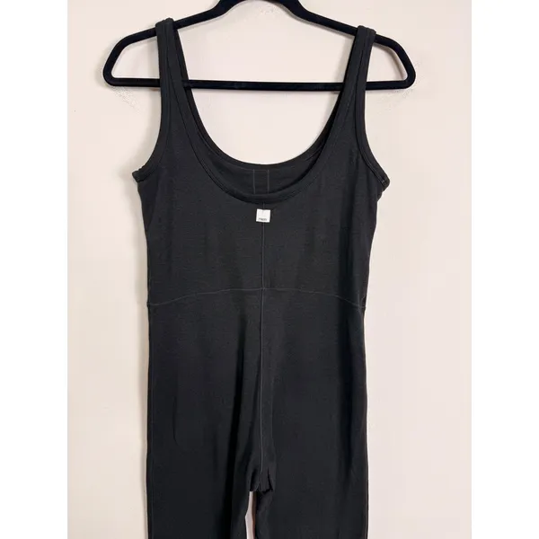 Vuori Women Black Heather Scoop Neck Activewear Jumpsuit Tank Bodysuit Full Leg - Image 3