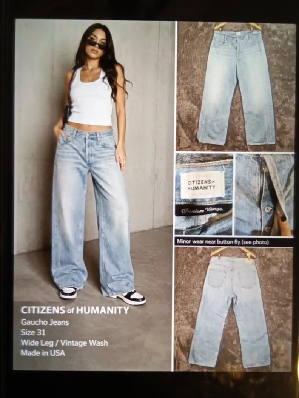 Citizens Of Humanity Gaucho Trousers Jeans High Waisted Wide Leg Womens 31 - Image 2