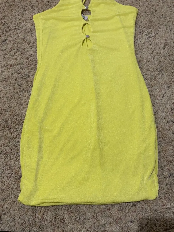 Oh Polly Cut Out Bodycon Mini Dress in Lime - Image 5