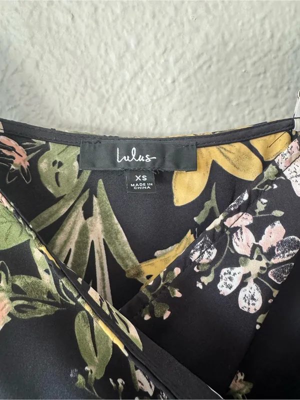 Lulus Remarkable Entrance Black Floral Print Satin Midi Dress Size XS - Image 5