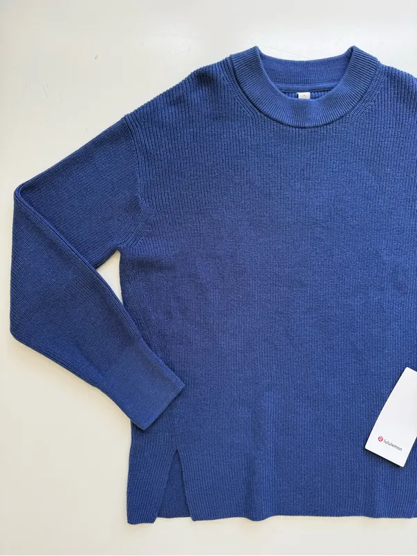 NWT lululemon Merino Wool-Blend Ribbed Crewneck Sweater Heathered Psychic Blue 4 - Image 6