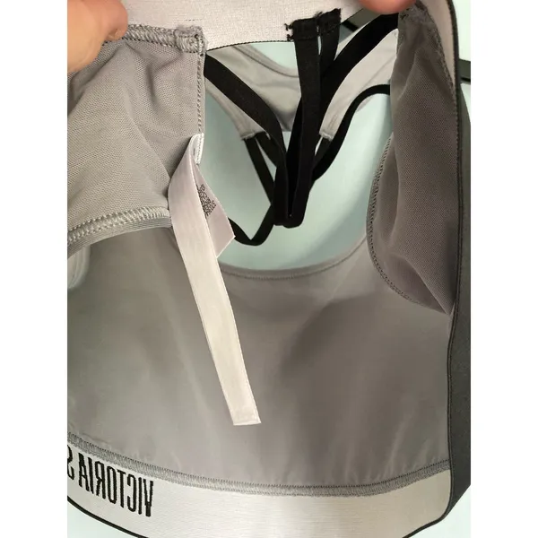 Victoria's Secret Sports Bra The Player Bra Large Gray and Black Sportswear - Image 8