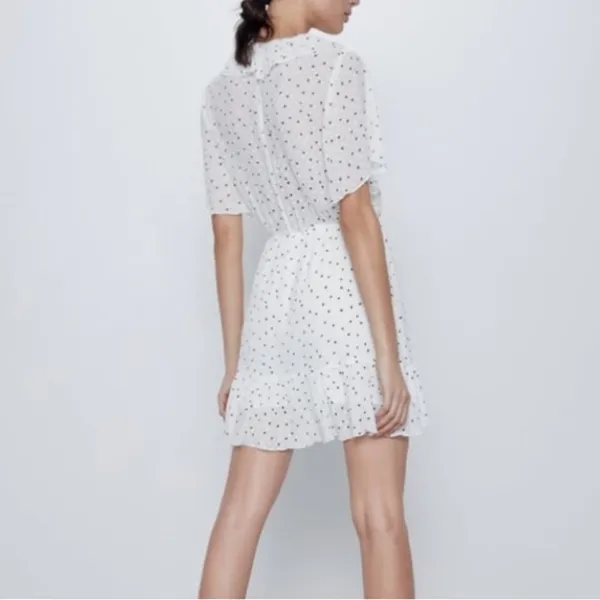Zara White Black Polka Dot Ruffle Wrap Romper Size M - Image 10