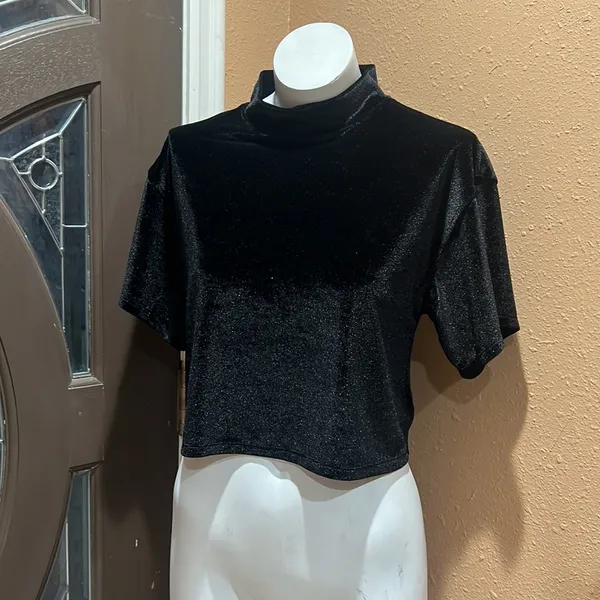 We the free black velvety crop top - Image 2