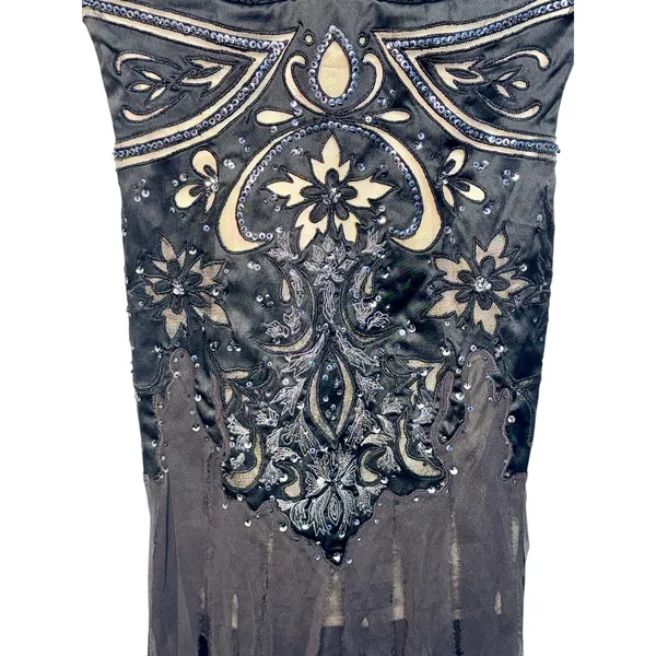 NWT Mandalay Black Silver Beaded Sequin Short Mini Evening Dress Womens Size 10 - Image 4