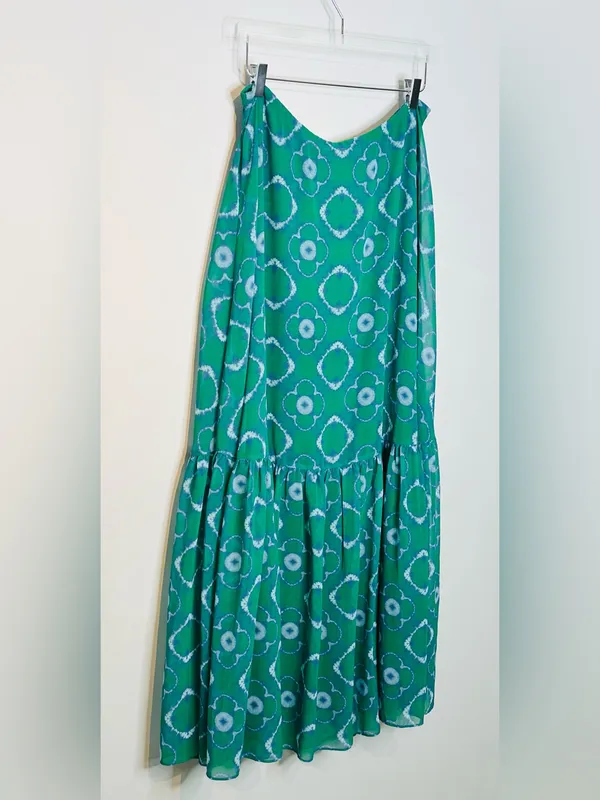 Alexis Green Meadow Tie Dye Chiffon Print Tassel Tie Maxi Skirt - Image 6